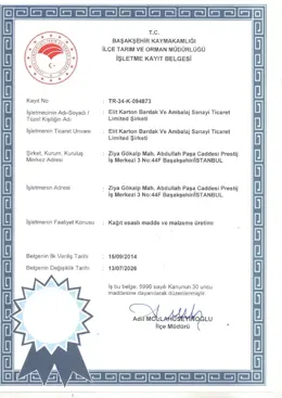 Food Business Registration Certificate