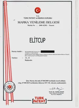 Trademark Registration Certificate — ELİTCUP