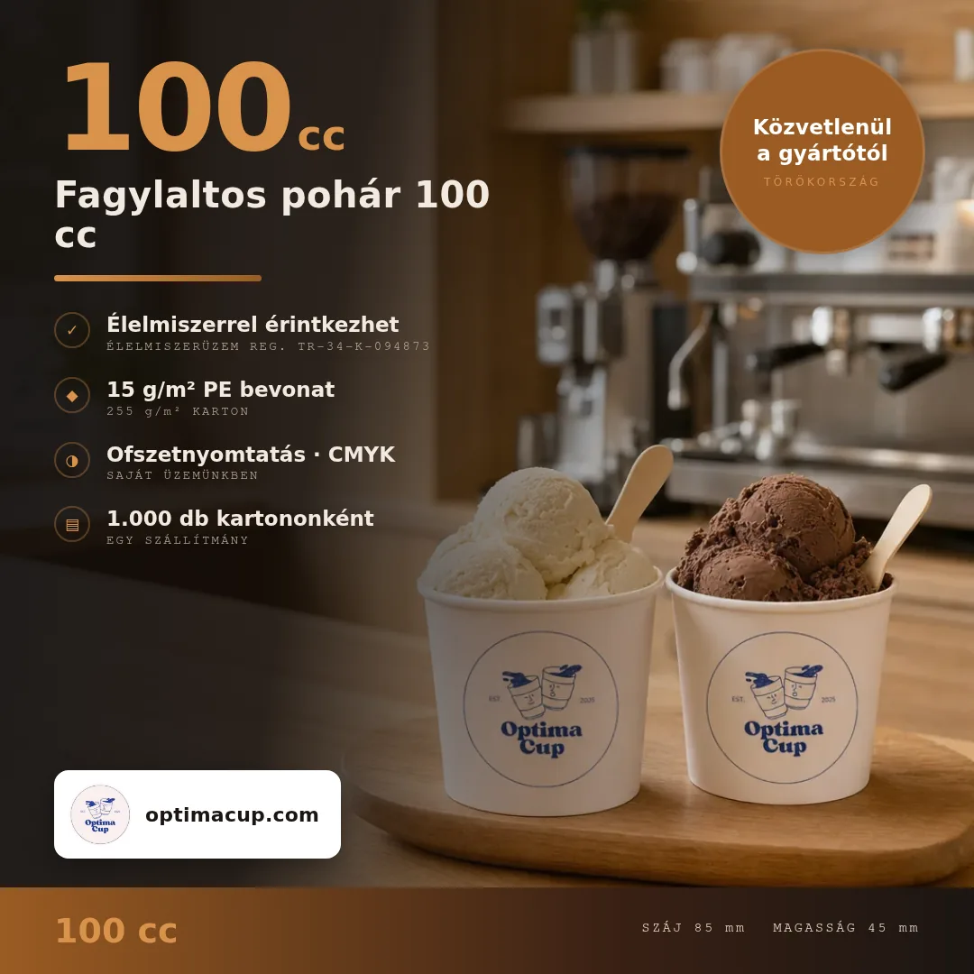 Fagylaltos pohár 100 cc, méretek és kartontartalom — papír élelmiszer-csomagolás a gyártótól