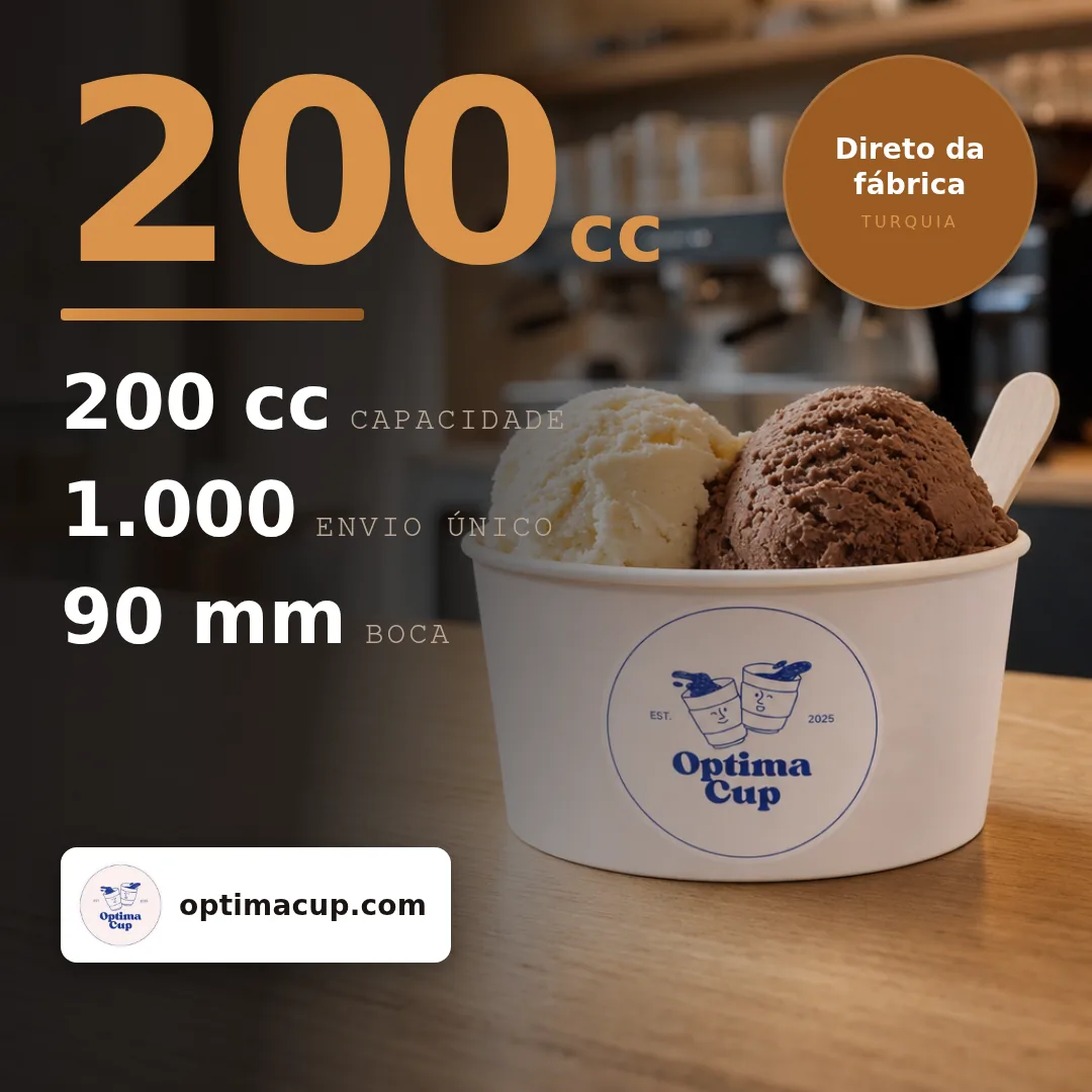 Pote de papel para gelado 200 cc, medidas e unidades por caixa — embalagens de papel direto da fábrica, 1.000 un por caixa