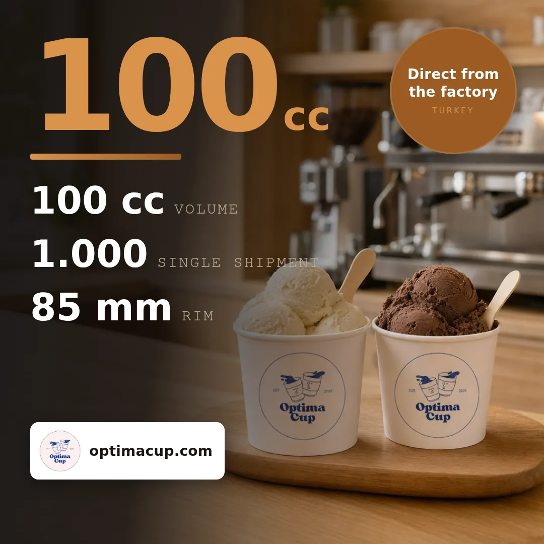Paper ice cream cup 100 cc, size and case data — wholesale paper food packaging direct from the manufacturer in Turkey