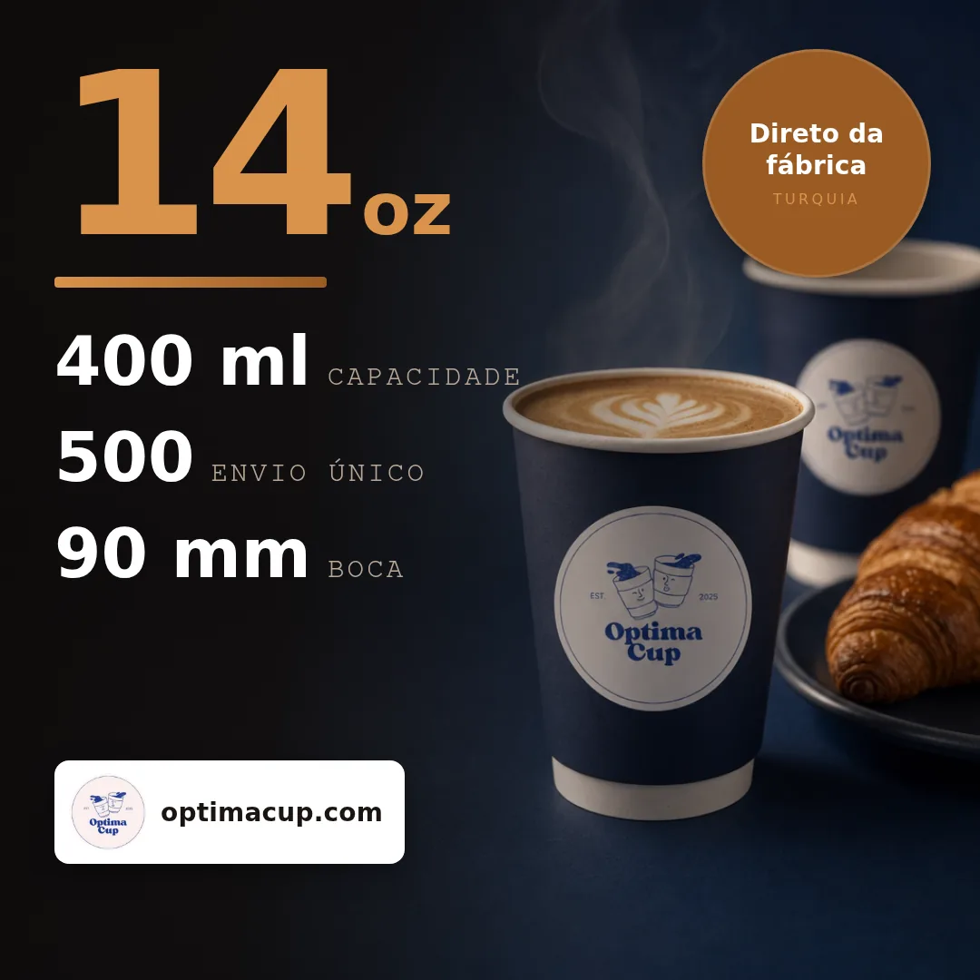 Copo de papel parede dupla 400 ml (14 oz), medidas e unidades por caixa — copos descartáveis direto da fábrica, 500 un por caixa