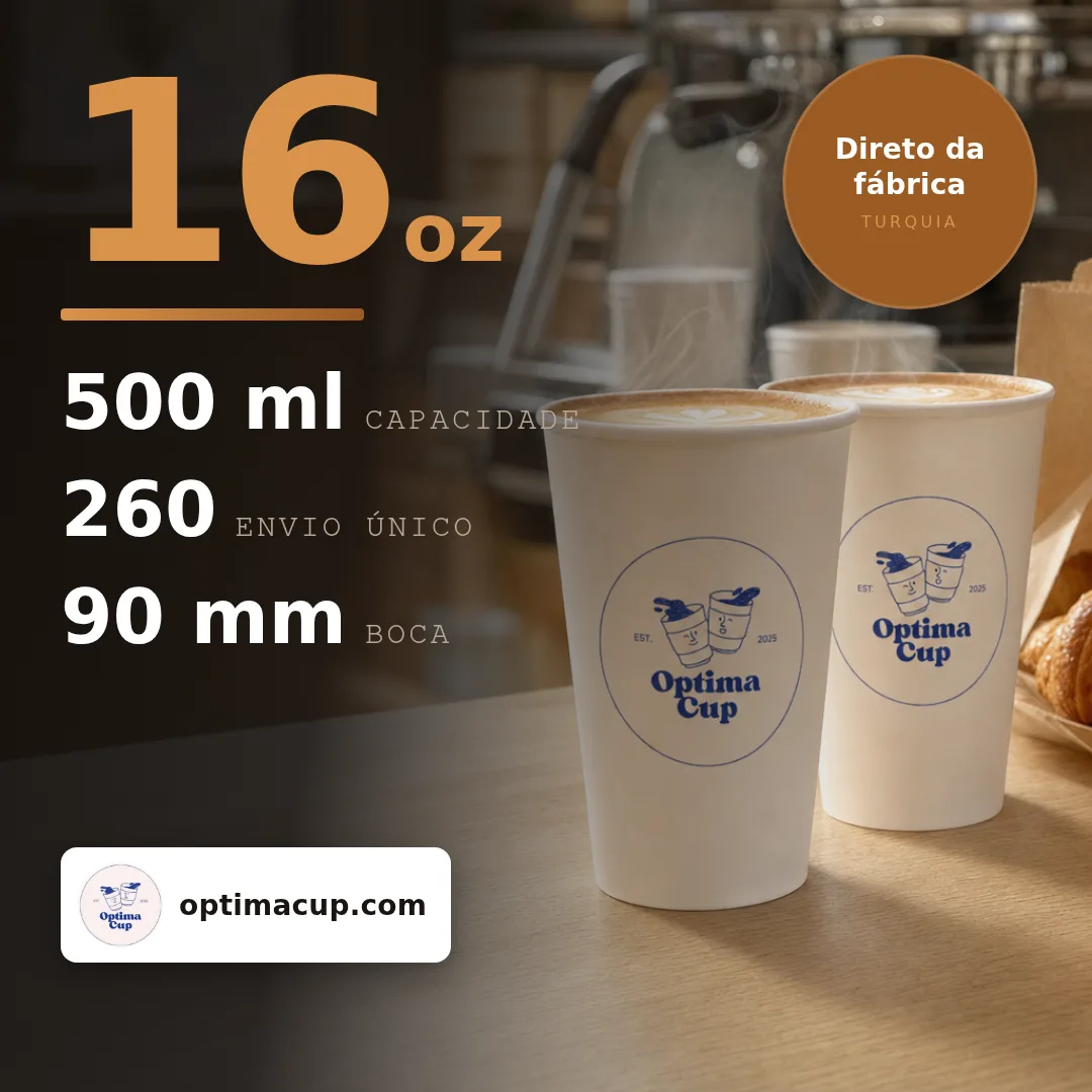 Copo de papel parede dupla 500 ml (16 oz), medidas e unidades por caixa — copos descartáveis direto da fábrica, 260 un por caixa