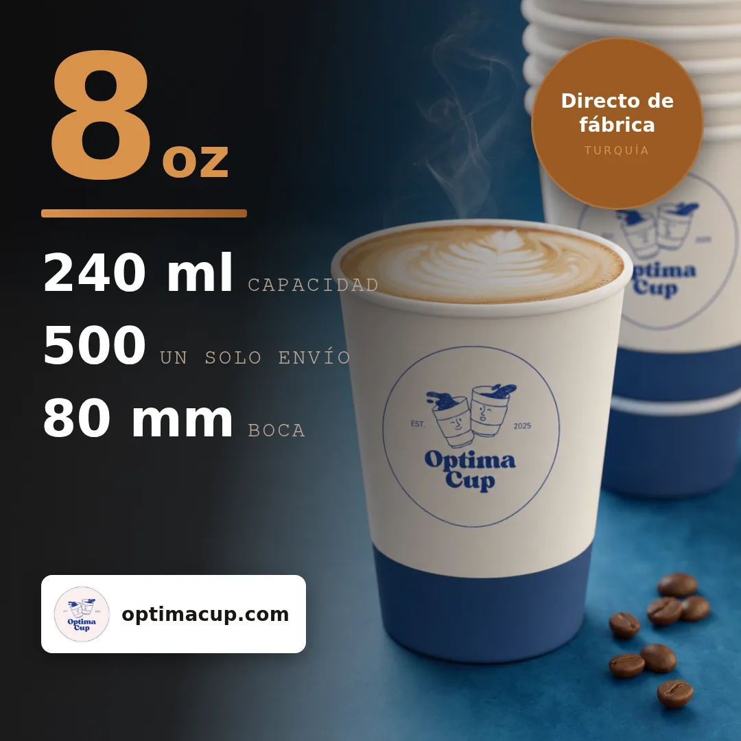 Vaso de papel de doble pared de 8 oz, sin funda