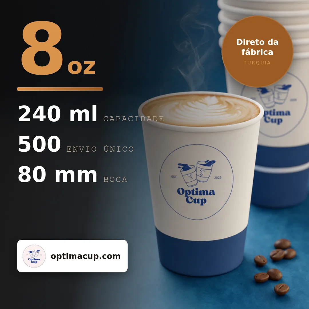 Copo de papel de parede dupla de 8 oz, sem manga