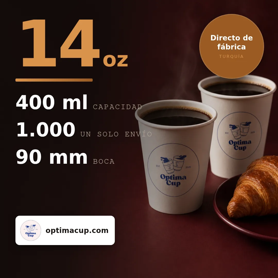 Vaso de papel pared simple 400 ml (14 oz), medidas y unidades por caja — vasos de papel al por mayor de fábrica, 1.000 uds por caja