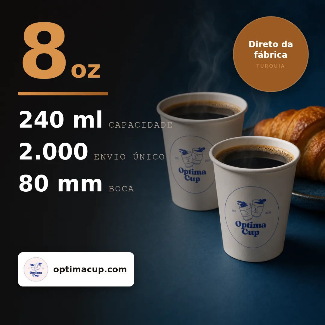 Copo de papel parede simples 240 ml (8 oz), medidas e unidades por caixa — copos descartáveis direto da fábrica, 1.000-2.000 un por caixa