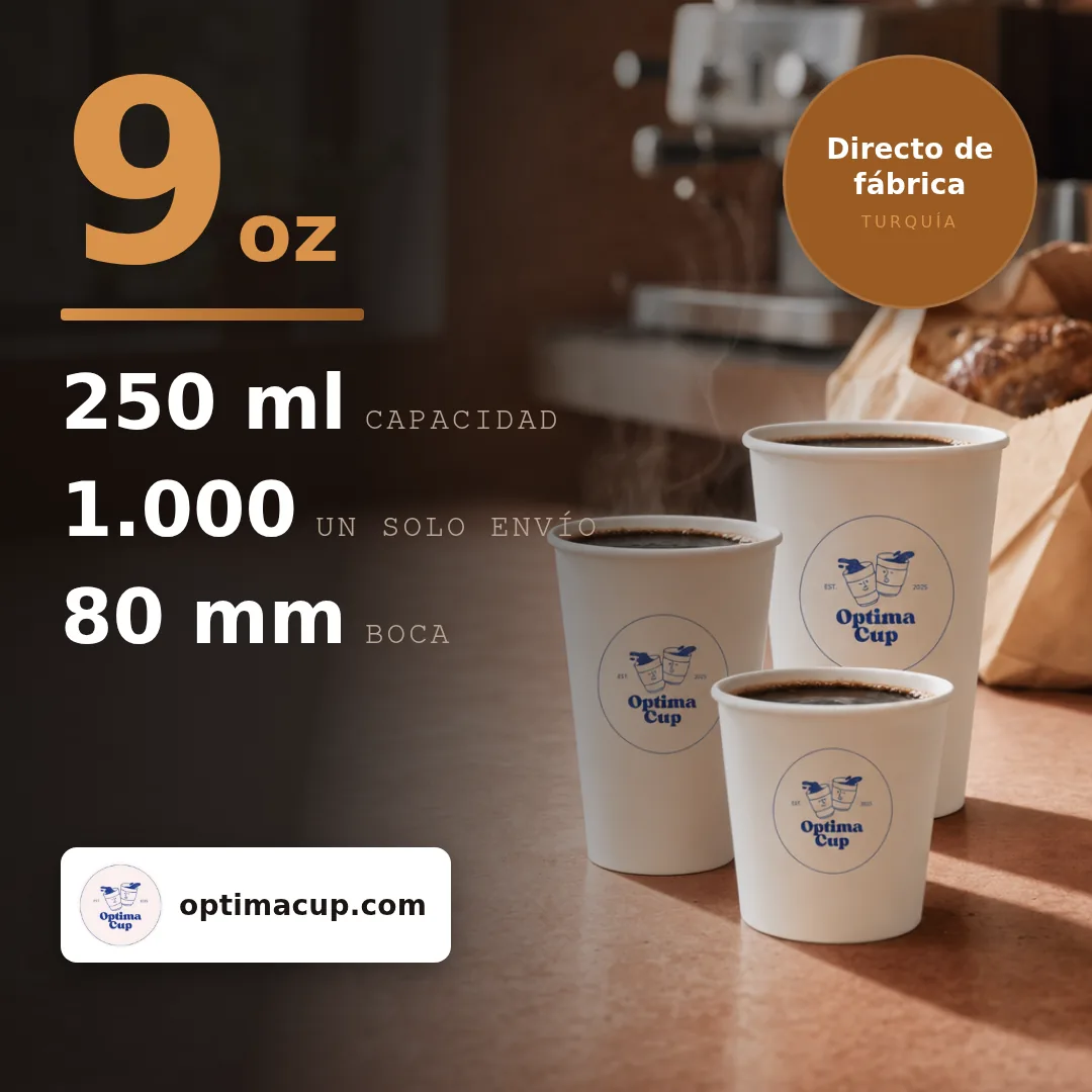 Vaso de papel pared simple 250 ml (9 oz), medidas y unidades por caja — vasos de papel al por mayor de fábrica, 1.000 uds por caja