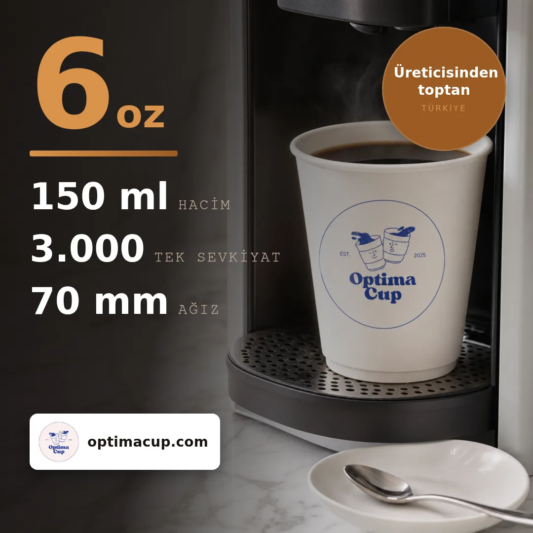 Vending karton bardak 150 ml (6 oz), ölçü ve koli bilgisi — karton bardak üreticisinden toptan, kolide 3.000 adet