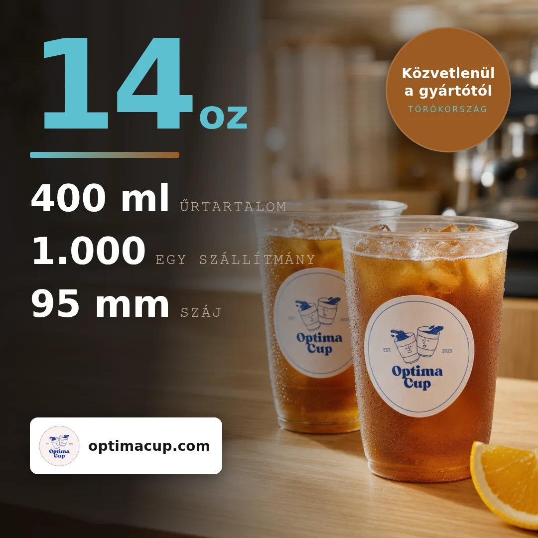 PET pohár kupolás fedéllel 400 ml, méretek és kartontartalom — PET pohár, beszállított termék, 1 000 db kartononként