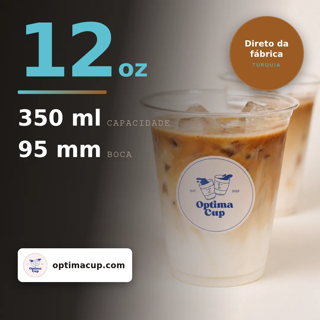Copo PET transparente de 12 oz para bebidas geladas