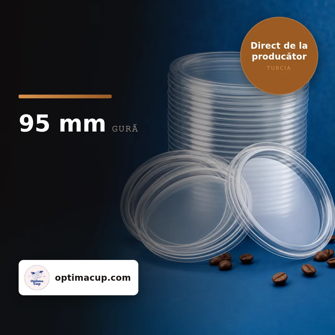 Capac PET pentru pahar 95 mm, dimensiuni și bax — capace pahare direct de la producător
