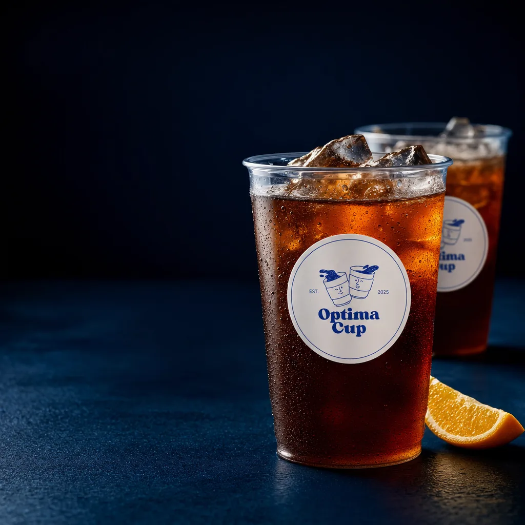 Dome lid PET cold cup 350 ml, with printed logo — wholesale PET cups, supplied item shipped from Turkey, 1,000 pcs per case