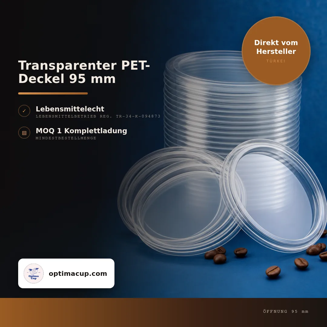 Transparenter PET-Deckel 95 mm, Maße und Kartoninhalt — Becherdeckel direkt vom Hersteller
