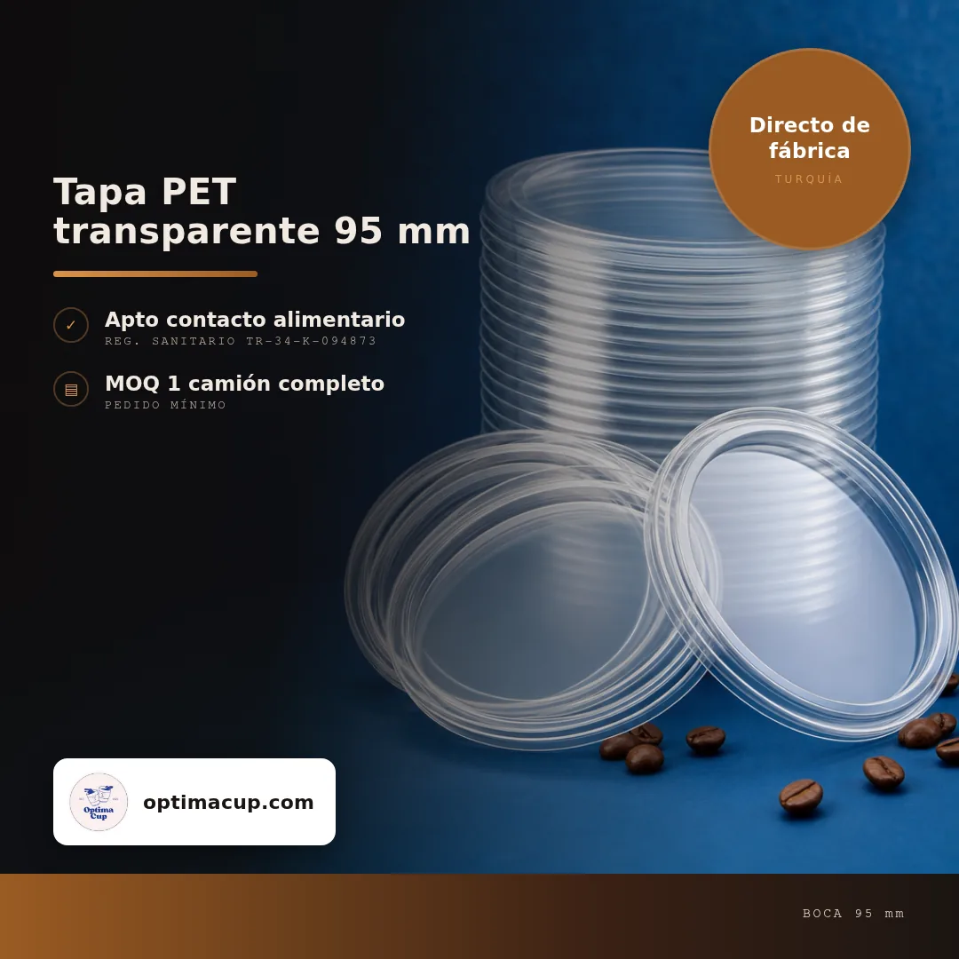 Tapa PET transparente 95 mm, medidas y unidades por caja — tapas para vasos al por mayor de fábrica