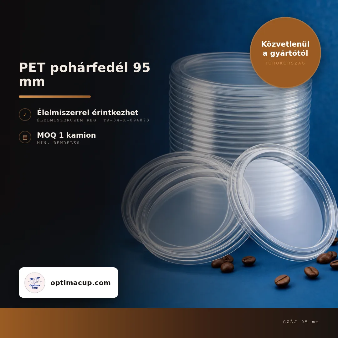 PET pohárfedél 95 mm, méretek és kartontartalom — pohárfedél közvetlenül a gyártótól