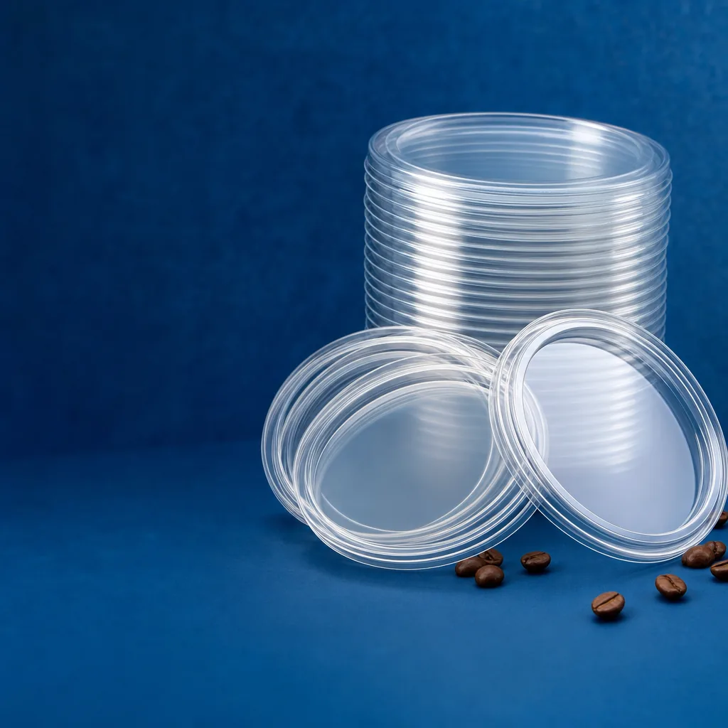 Clear PET lid 95 mm — wholesale cup lids direct from the manufacturer in Turkey